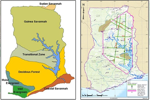 Ghana Onshore Vegetation Regions and Seismic Planning
